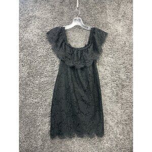 Madewell Off the Shoulder Dress Women's 4 Black Dusk Lace Cotton Party/Cocktail